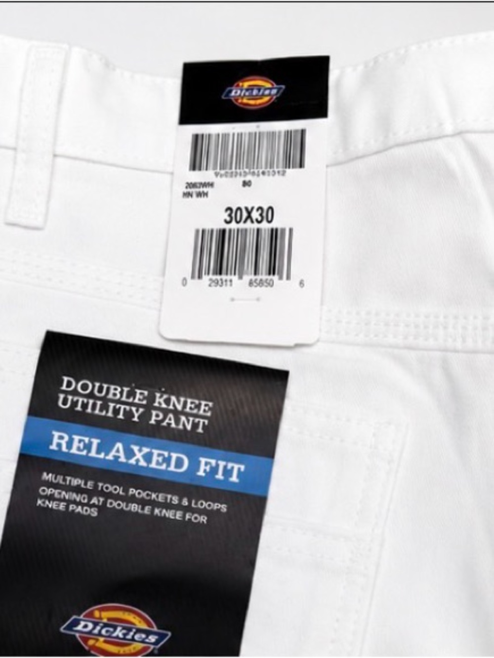 NWT Dickies White Double Knee Utility Pants Relaxed Fit 30x30 Workwear - Picture 2 of 5